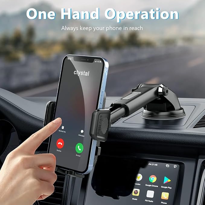 Universal Car Phone Holder 2025 Upgraded Strong Suction,Adjustable Car Phone Mount 360° Rotation for Dashboard/Windscreen, One Button Release Automobile Cradle for iPhone 4.0''-7.0'' All Smartphones