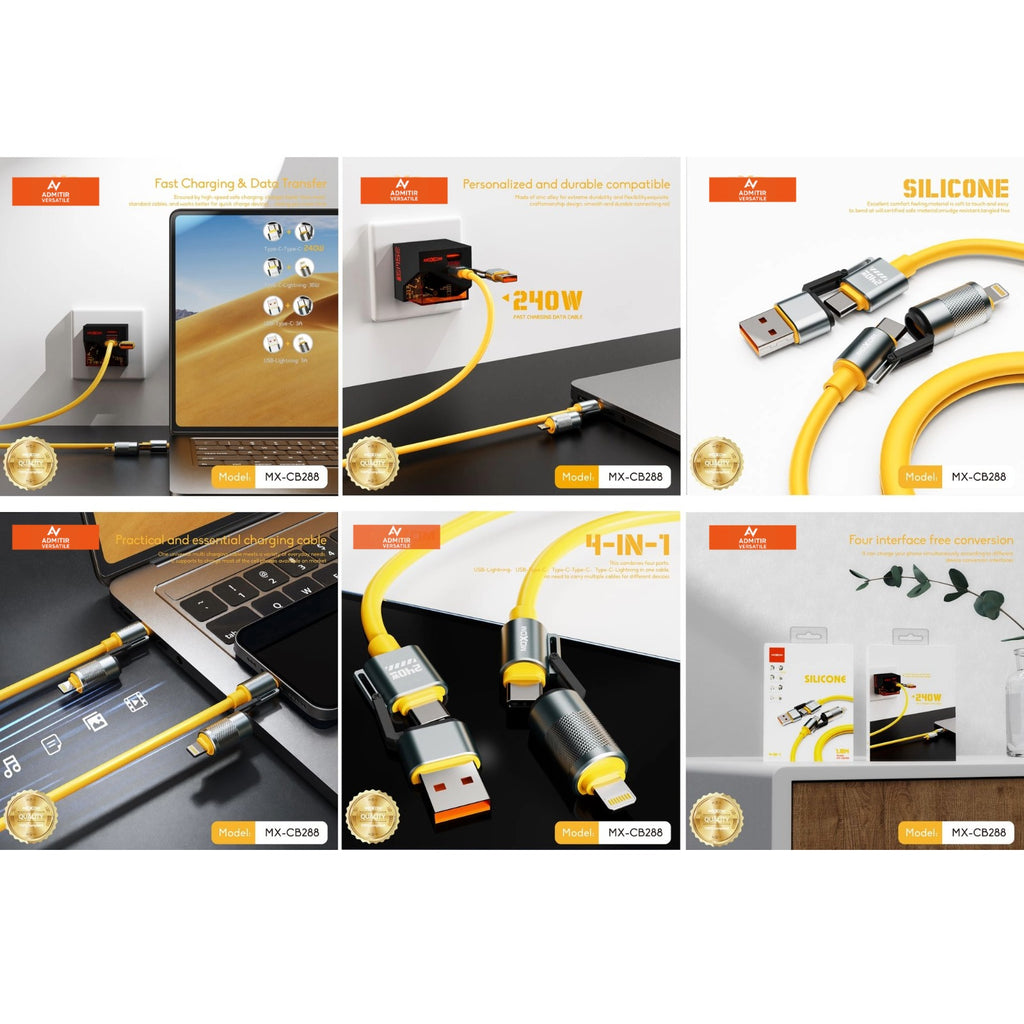 4-In-1 Silicone Fast Charging 240W Cable