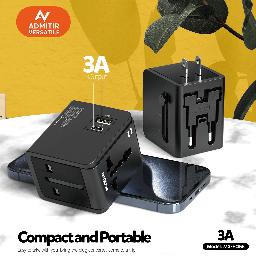3-In-1 UK/EU/US Travel Charger